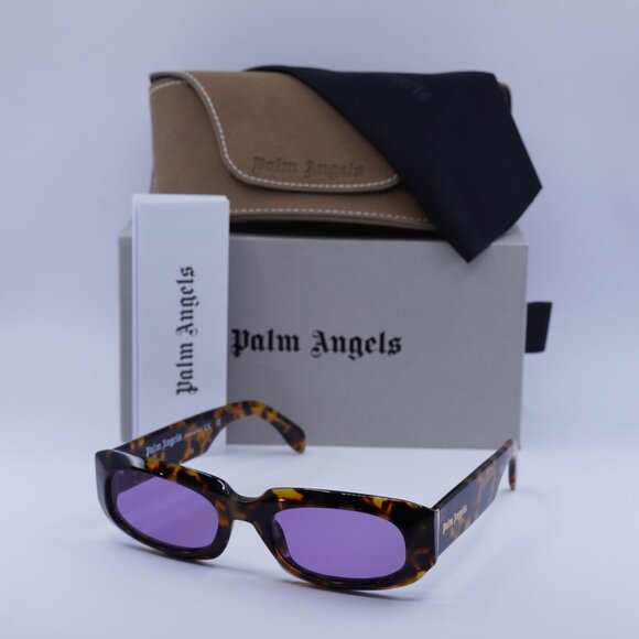 Palm Angels PERI104 NOAH 6037 Rectangle Sunglasses - Havana/Purple - Picture 1 of 10